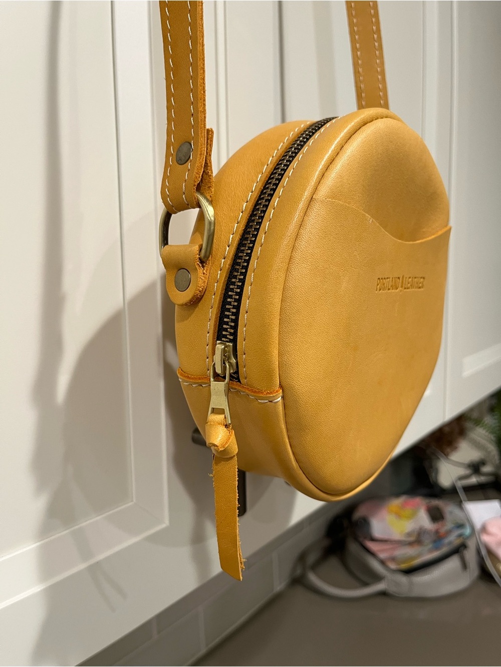 NEW Portland Leather Round Crossbody Bag - Sunflower - Picture 4 of 7